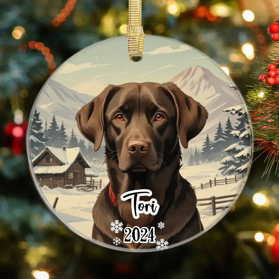 Labrador Retriever Christmas - Custom Background - Ornament