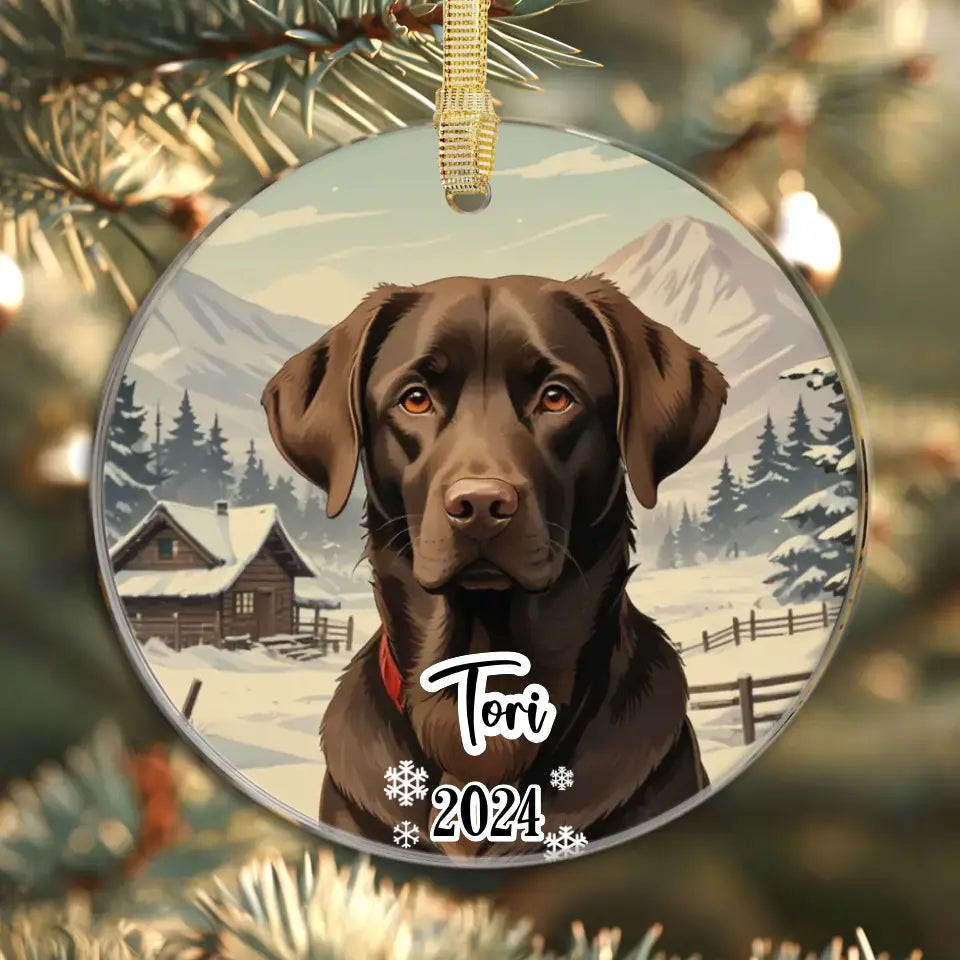 Labrador Retriever Christmas - Custom Background - Ornament