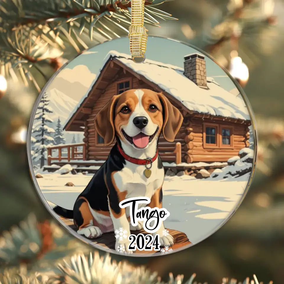 Beagle Christmas - Custom Background - Ornament