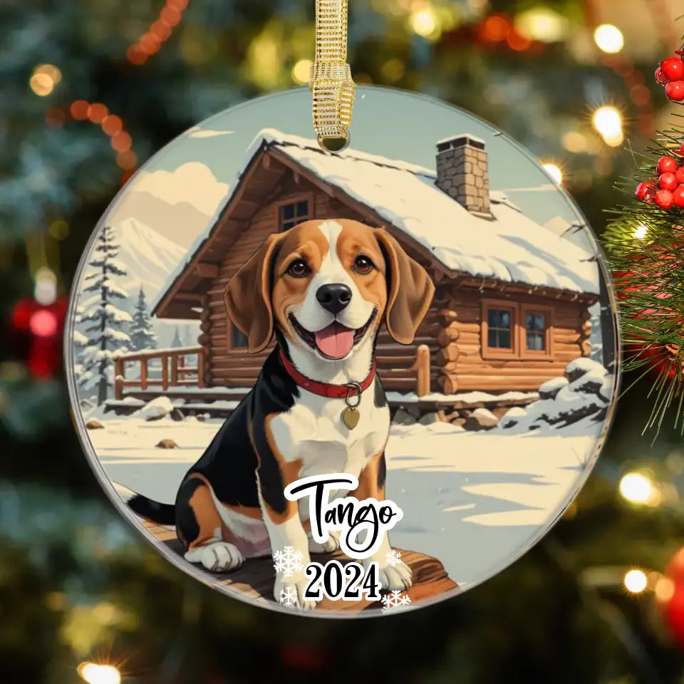 Beagle Christmas - Custom Background - Ornament