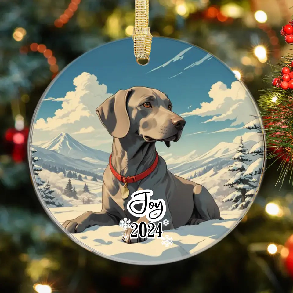 Weimaraner Christmas - Custom Background - Ornament