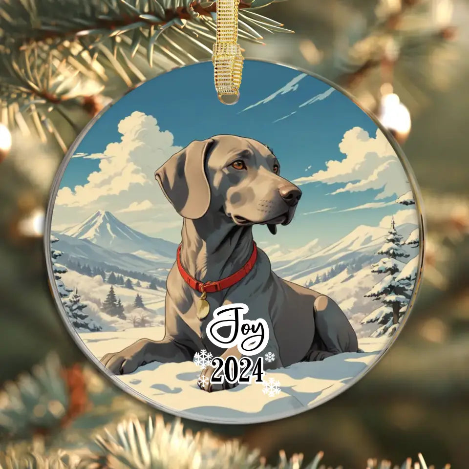 Weimaraner Christmas - Custom Background - Ornament