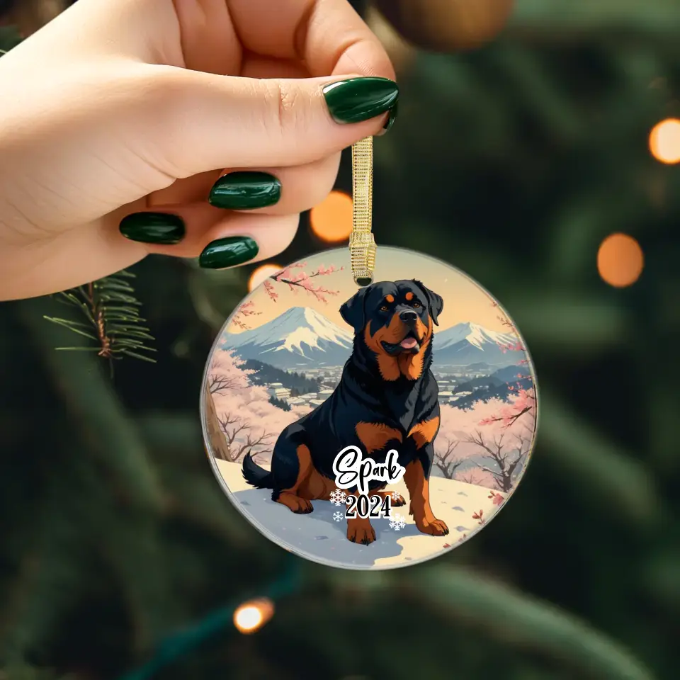 Rottweiler Christmas - Custom Background - Ornament