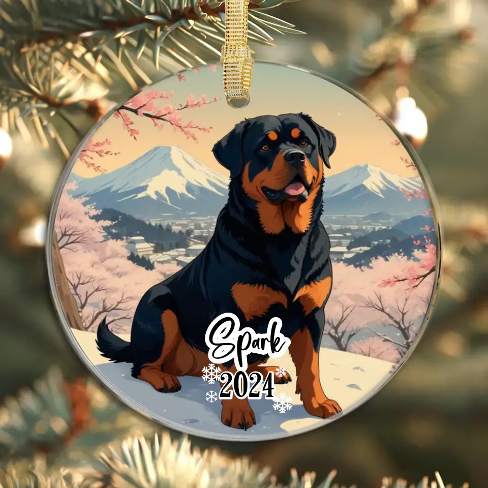 Rottweiler Christmas - Custom Background - Ornament