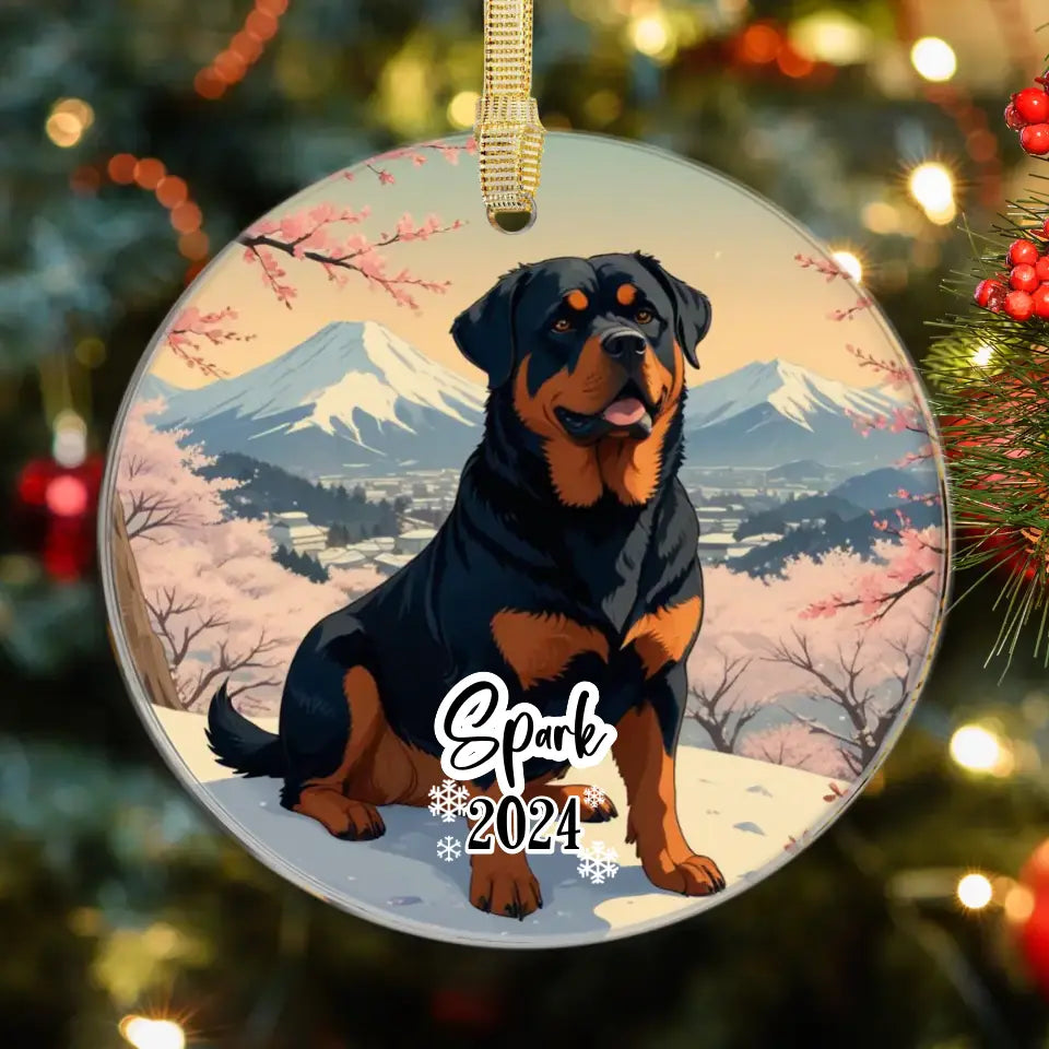 Rottweiler Christmas - Custom Background - Ornament