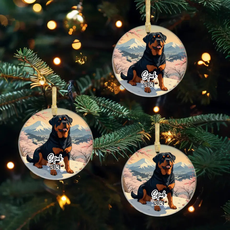 Rottweiler Christmas - Custom Background - Ornament