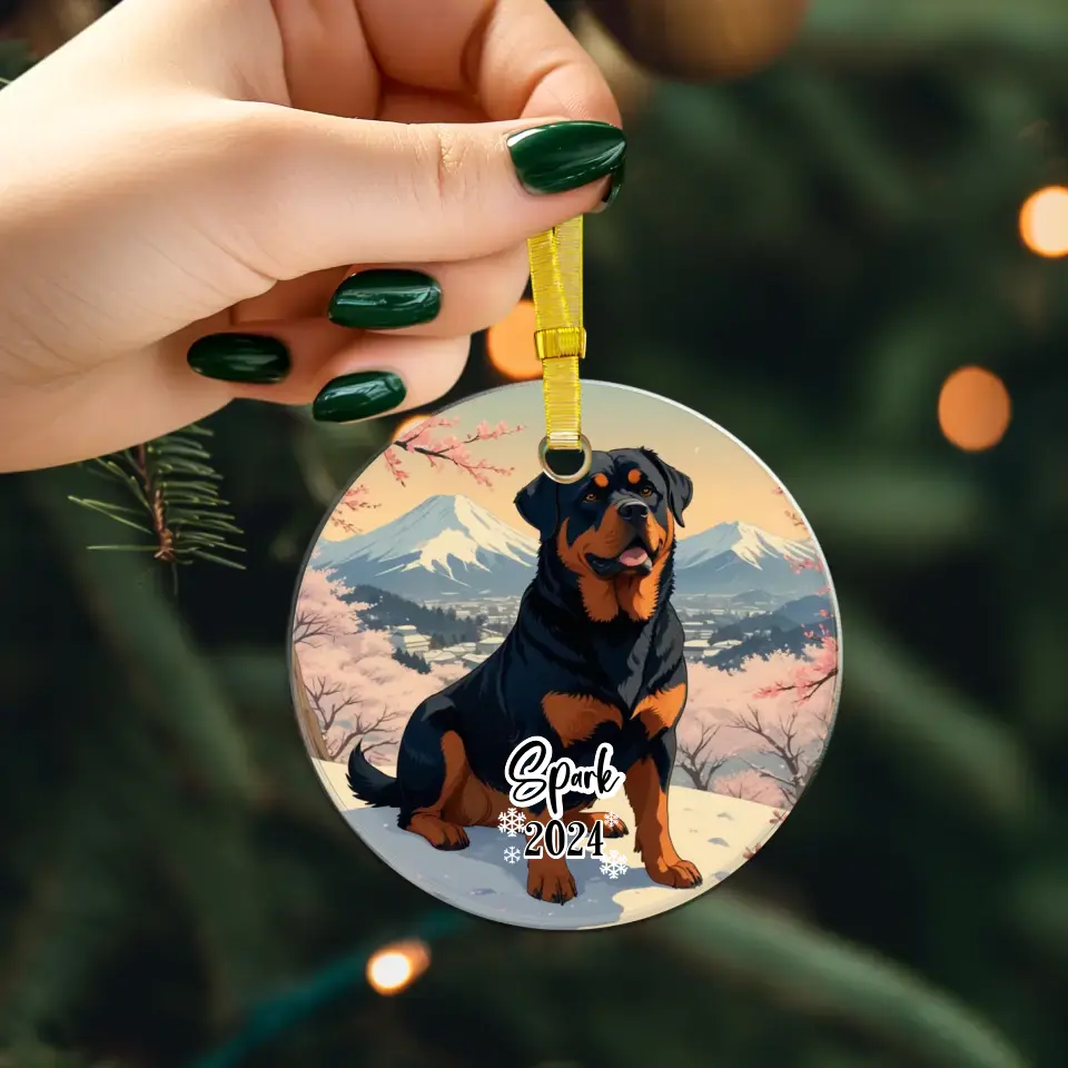 Rottweiler Christmas - Custom Background - Ornament