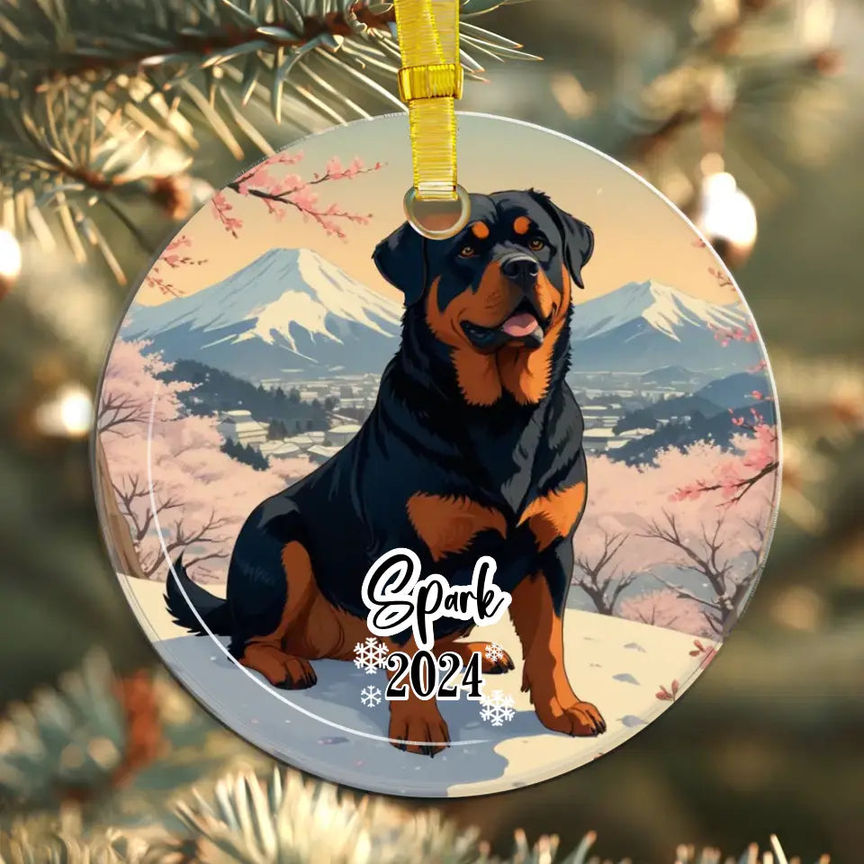 Rottweiler Christmas - Custom Background - Ornament