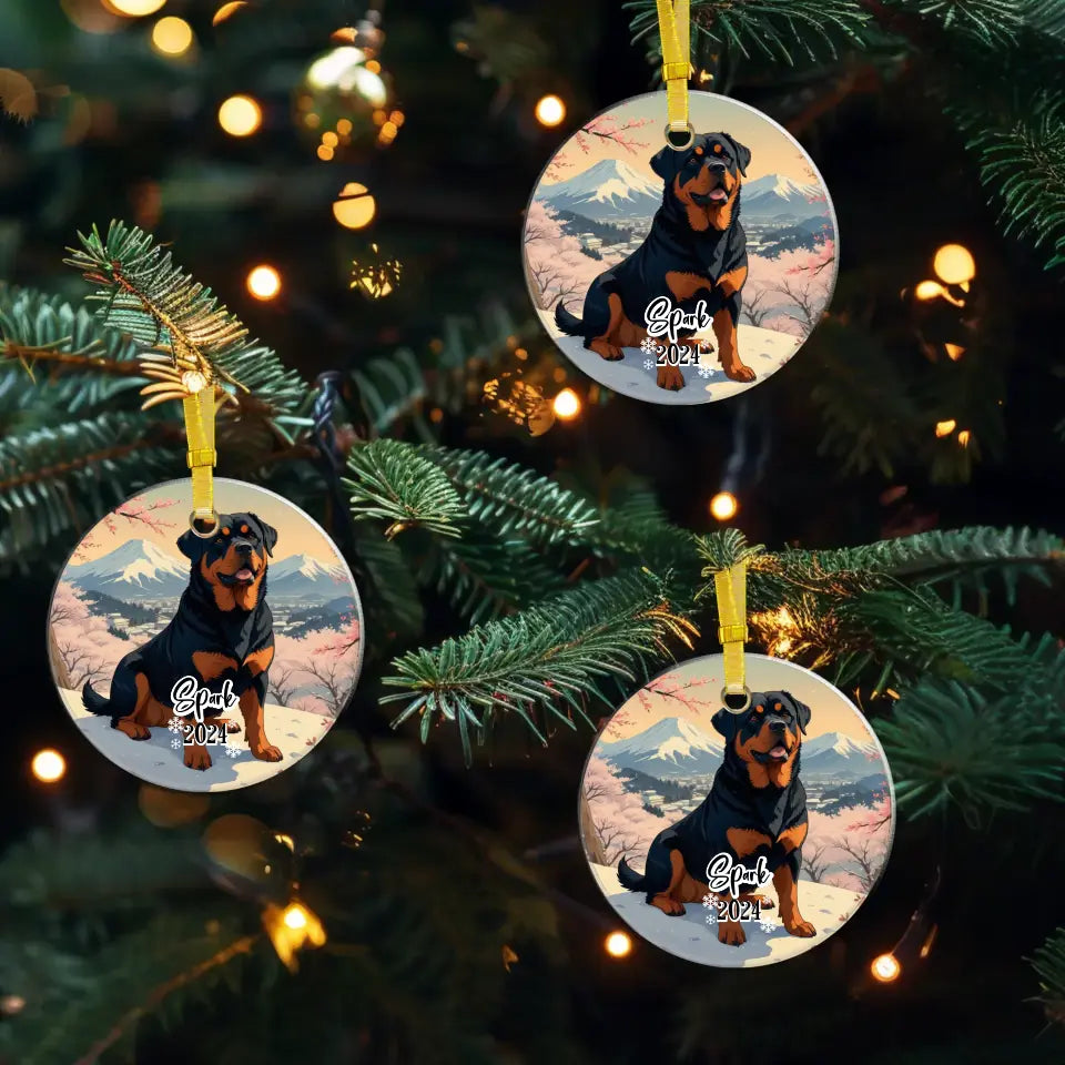 Rottweiler Christmas - Custom Background - Ornament