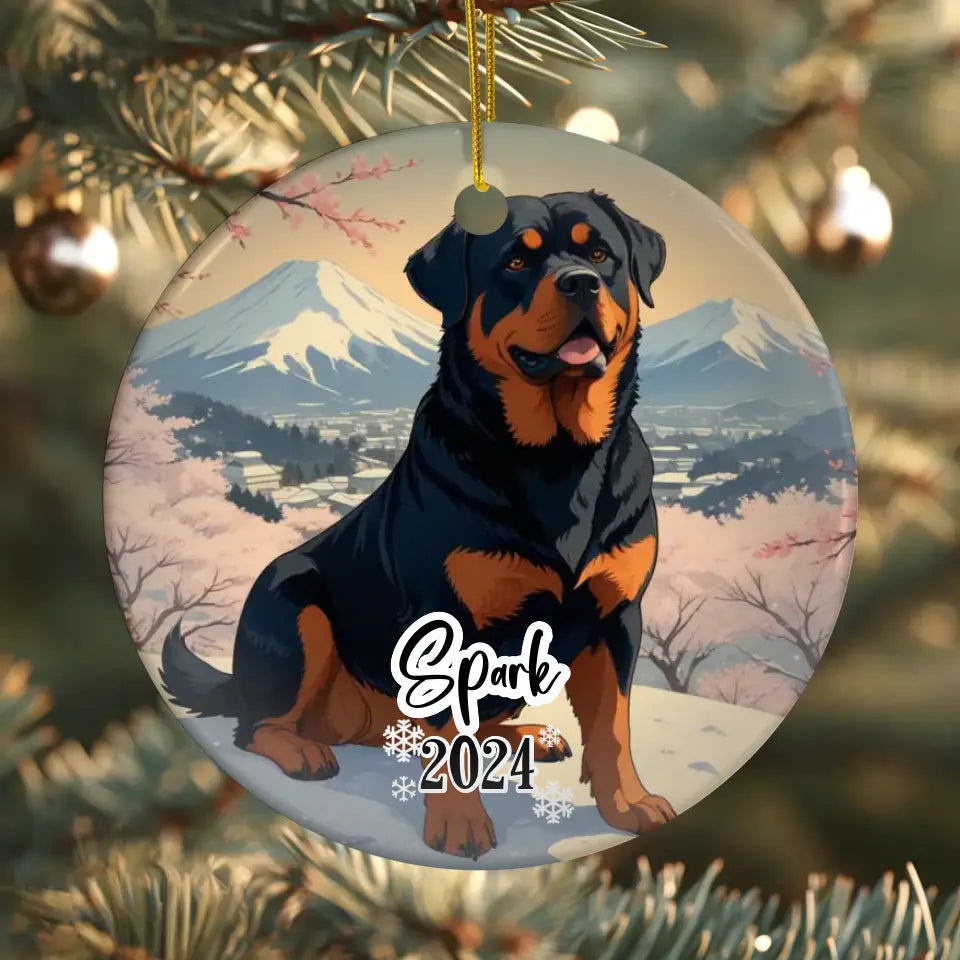 Rottweiler Christmas - Custom Background - Ornament