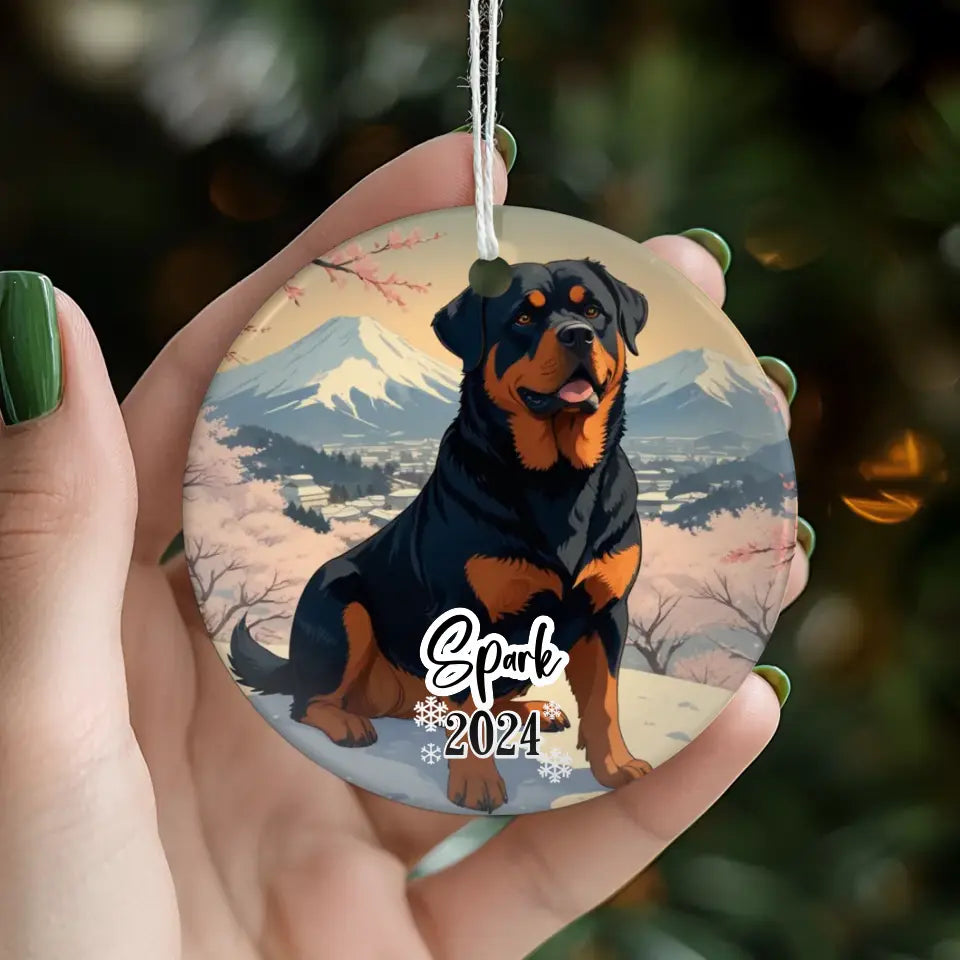 Rottweiler Christmas - Custom Background - Ornament