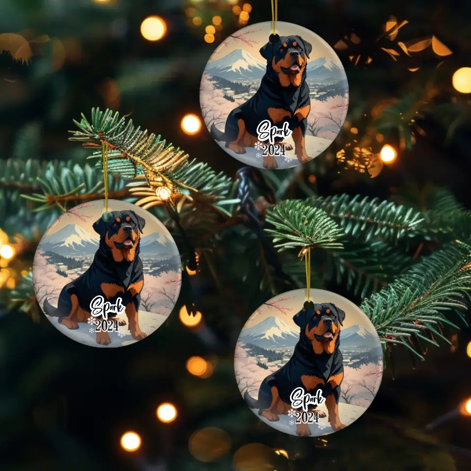 Rottweiler Christmas - Custom Background - Ornament