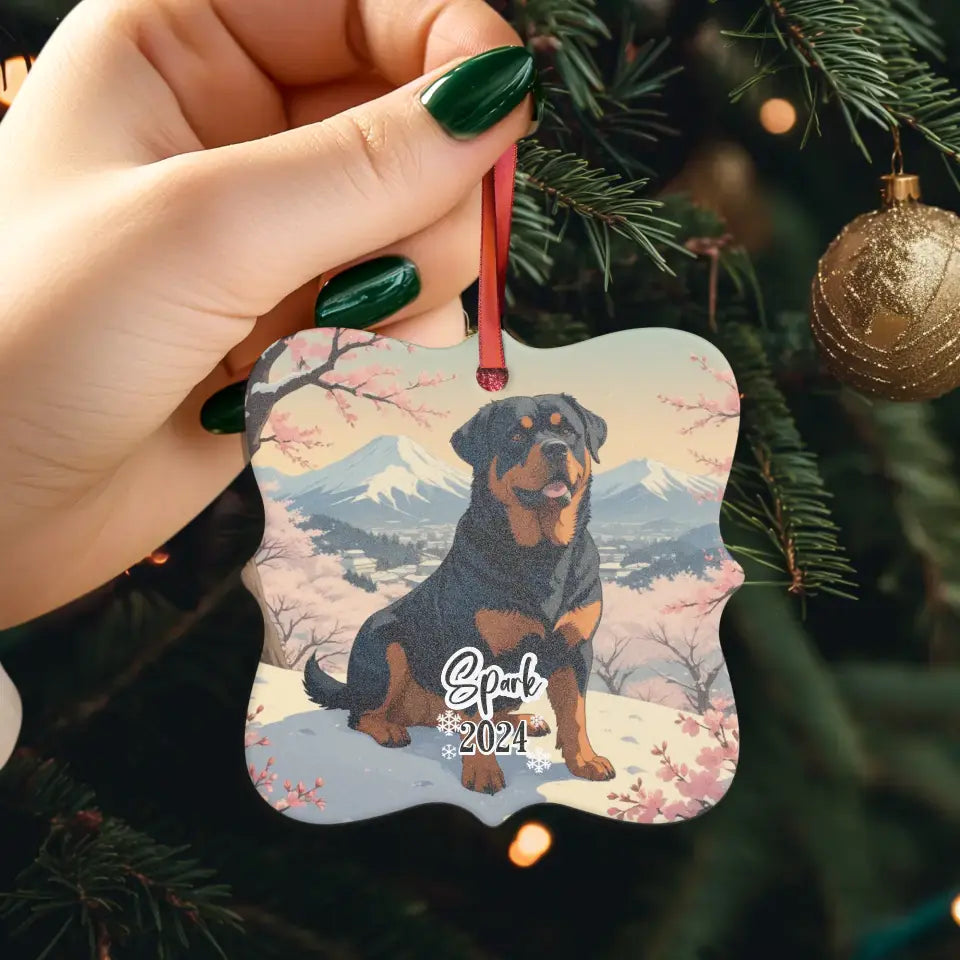 Rottweiler Christmas - Custom Background - Ornament