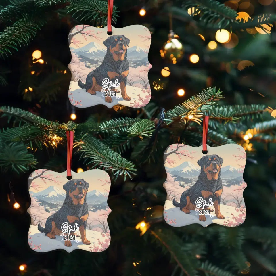 Rottweiler Christmas - Custom Background - Ornament