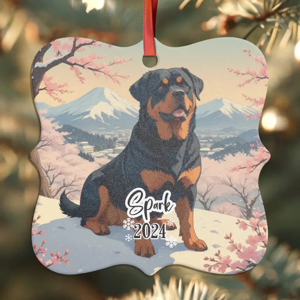 Rottweiler Christmas - Custom Background - Ornament