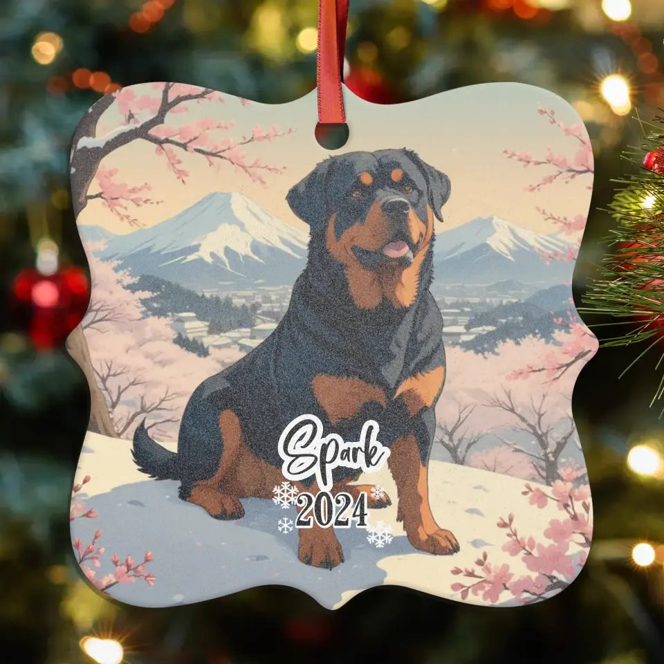 Rottweiler Christmas - Custom Background - Ornament