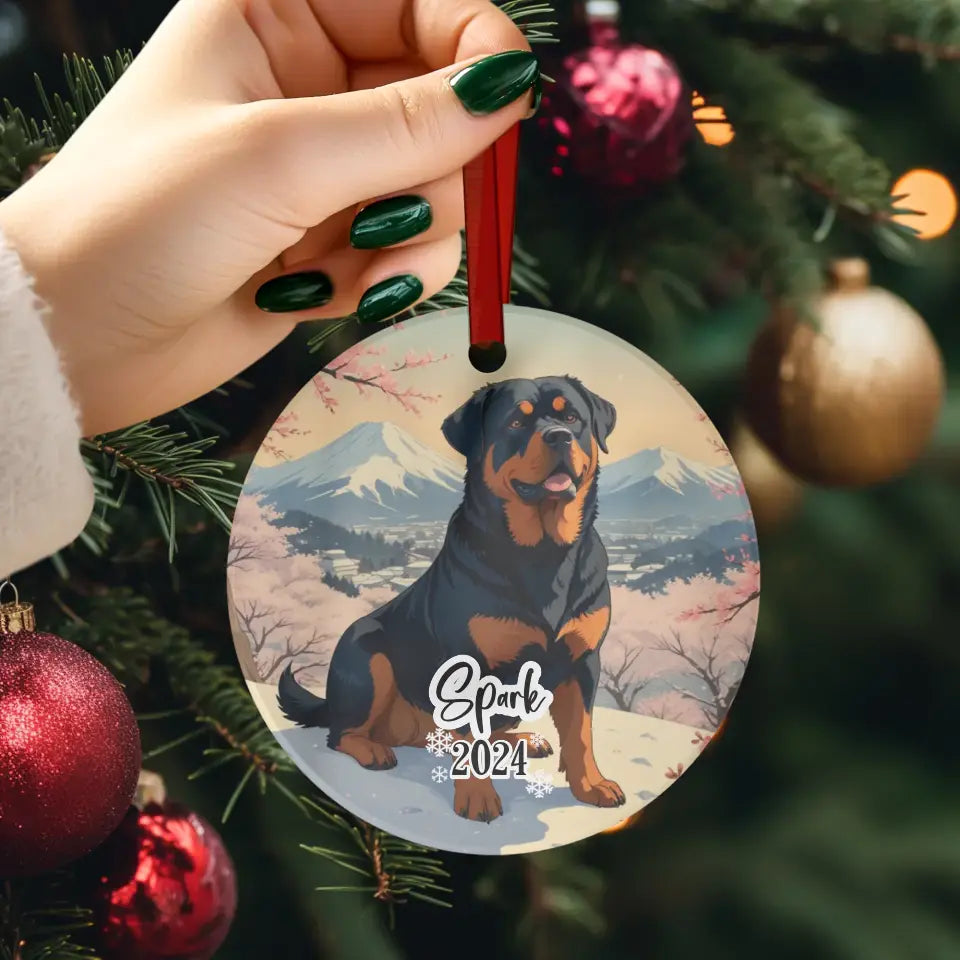 Rottweiler Christmas - Custom Background - Ornament