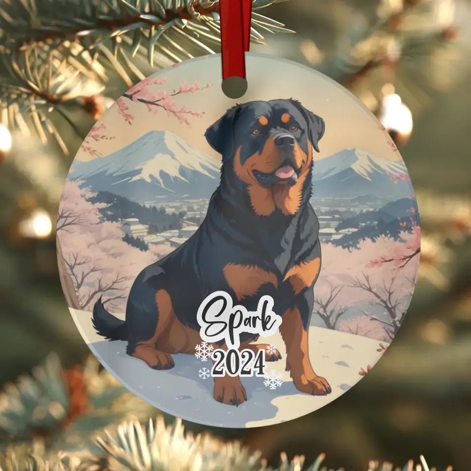 Rottweiler Christmas - Custom Background - Ornament