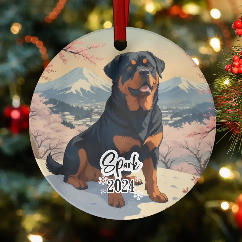 Rottweiler Christmas - Custom Background - Ornament