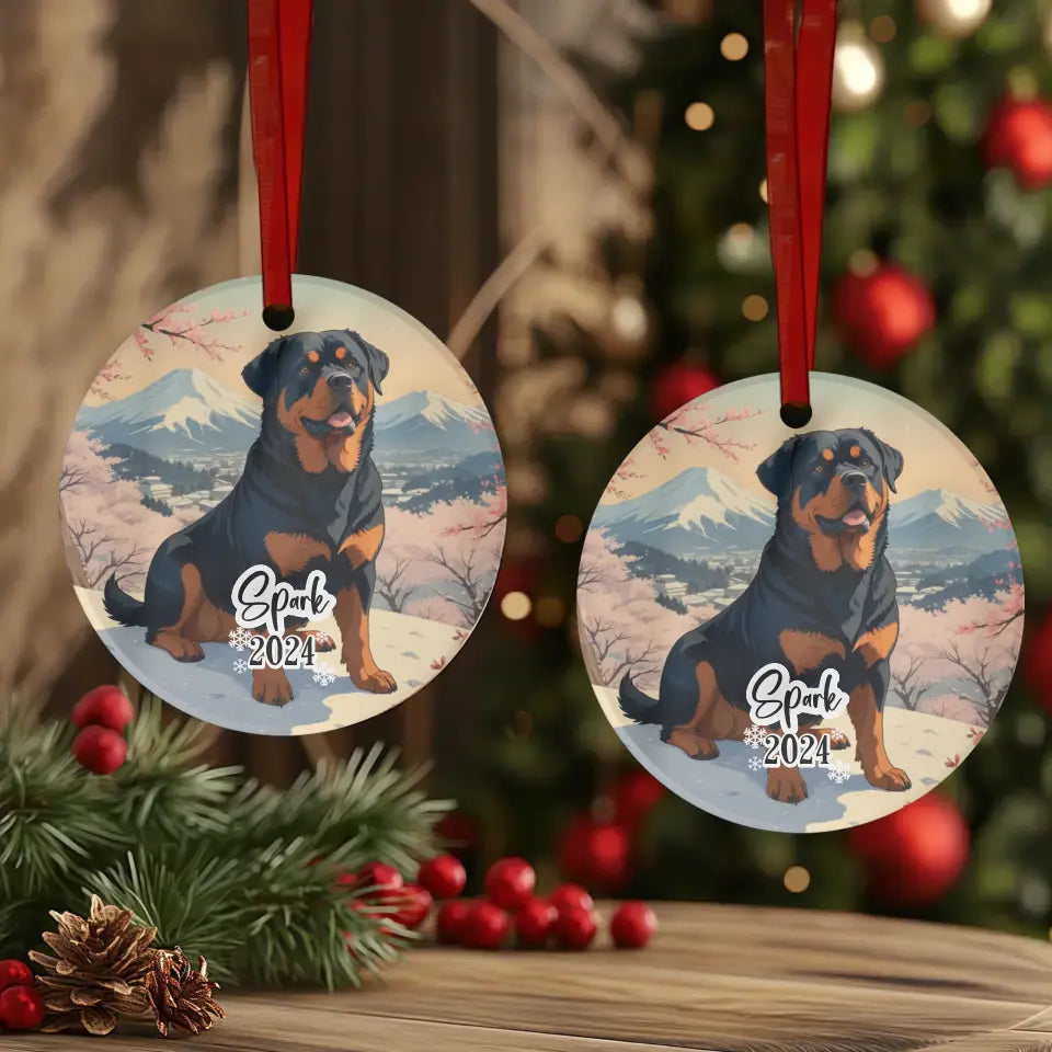 Rottweiler Christmas - Custom Background - Ornament