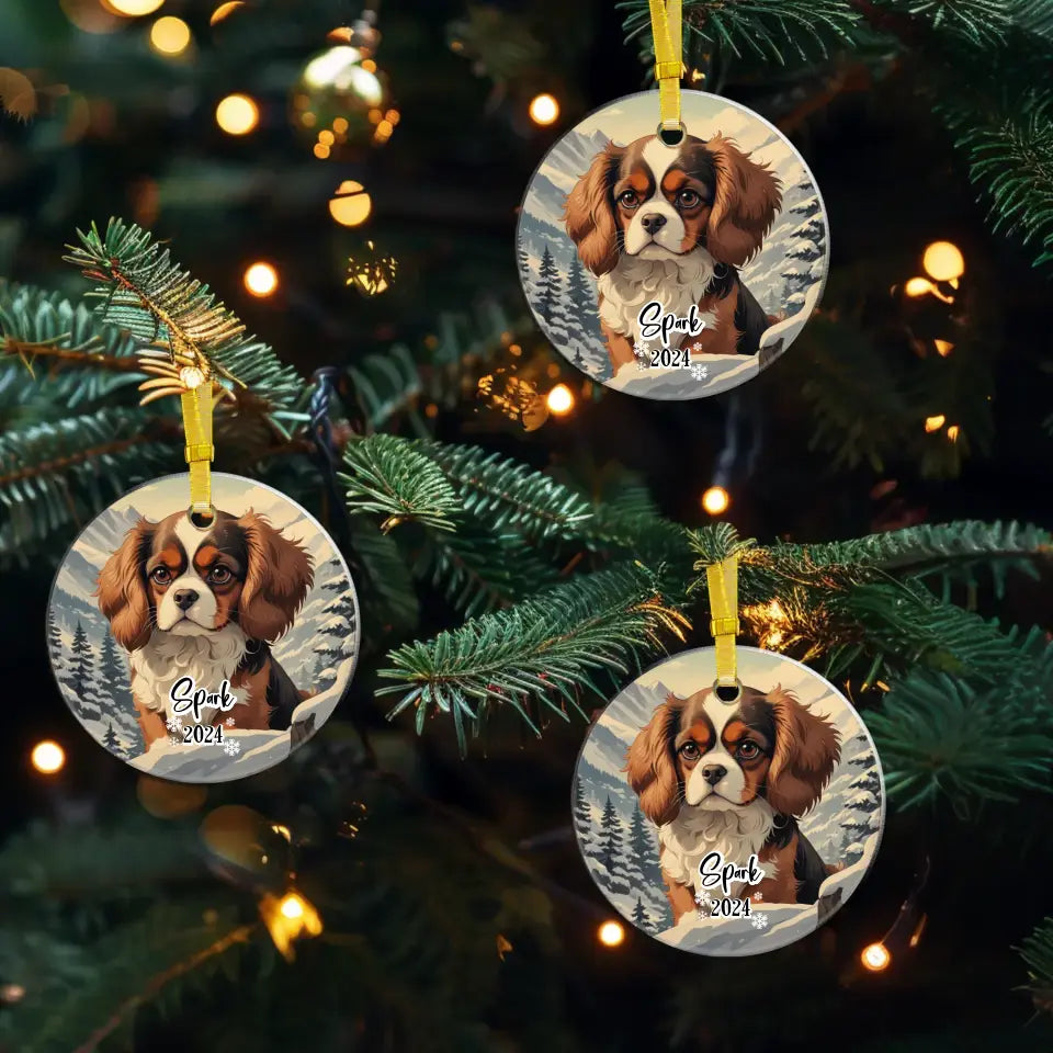 Cavalier King Christmas - Custom Background - Ornament