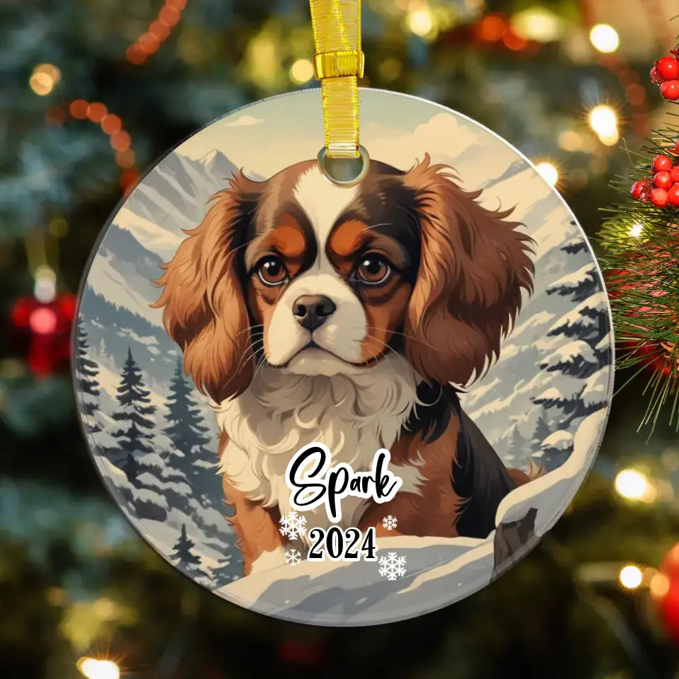 Cavalier King Christmas - Custom Background - Ornament