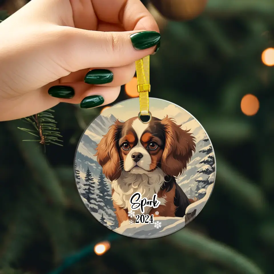 Cavalier King Christmas - Custom Background - Ornament