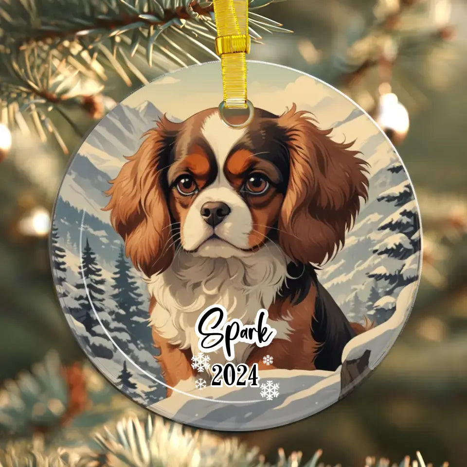 Cavalier King Christmas - Custom Background - Ornament