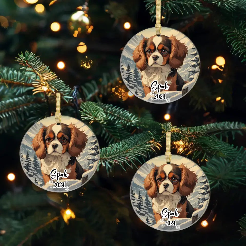 Cavalier King Christmas - Custom Background - Ornament