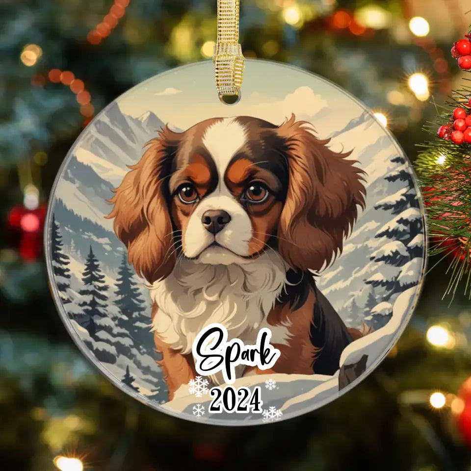 Cavalier King Christmas - Custom Background - Ornament