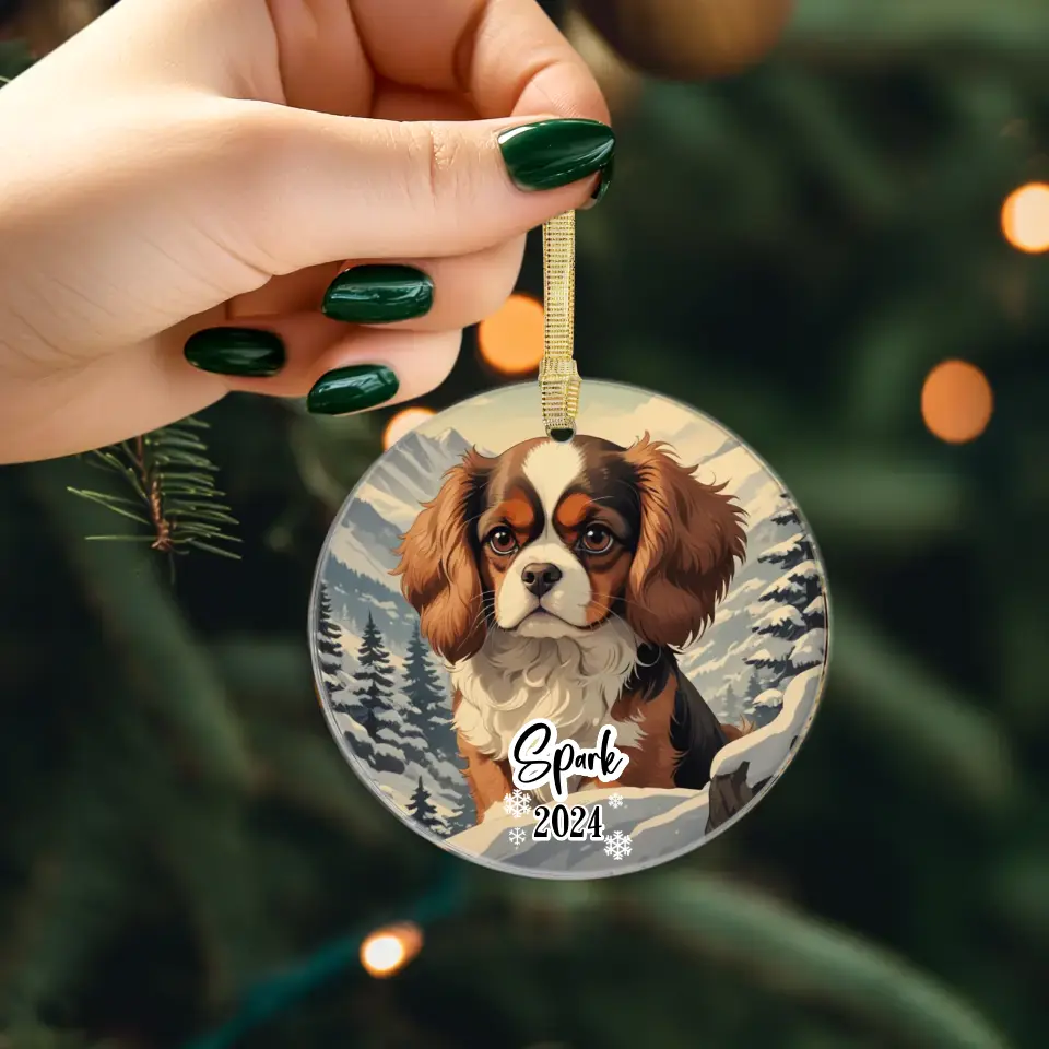 Cavalier King Christmas - Custom Background - Ornament