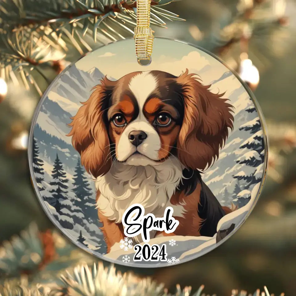 Cavalier King Christmas - Custom Background - Ornament