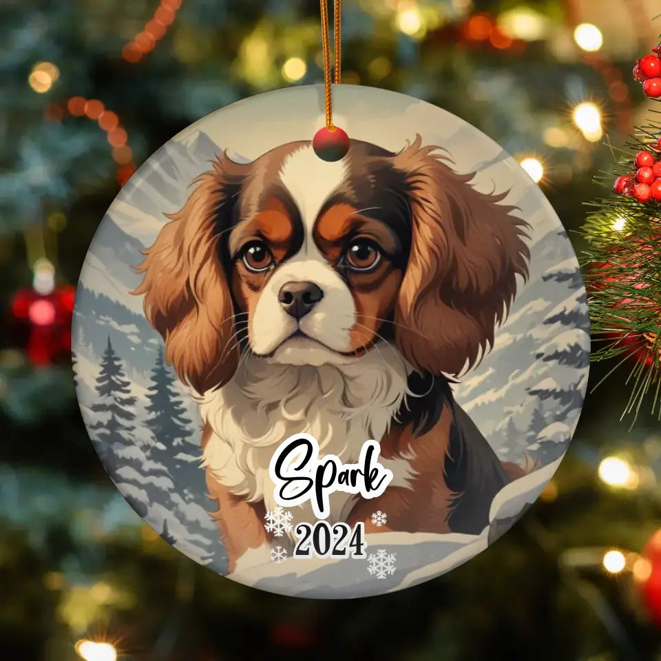 Cavalier King Christmas - Custom Background - Ornament