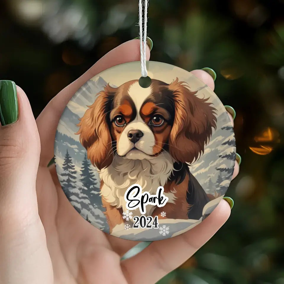 Cavalier King Christmas - Custom Background - Ornament