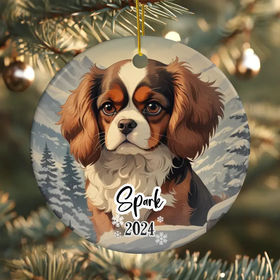 Cavalier King Christmas - Custom Background - Ornament