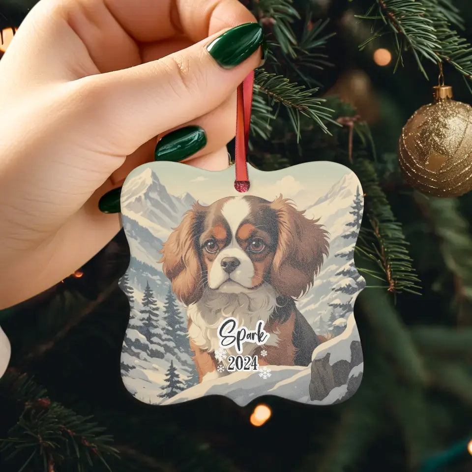 Cavalier King Christmas - Custom Background - Ornament