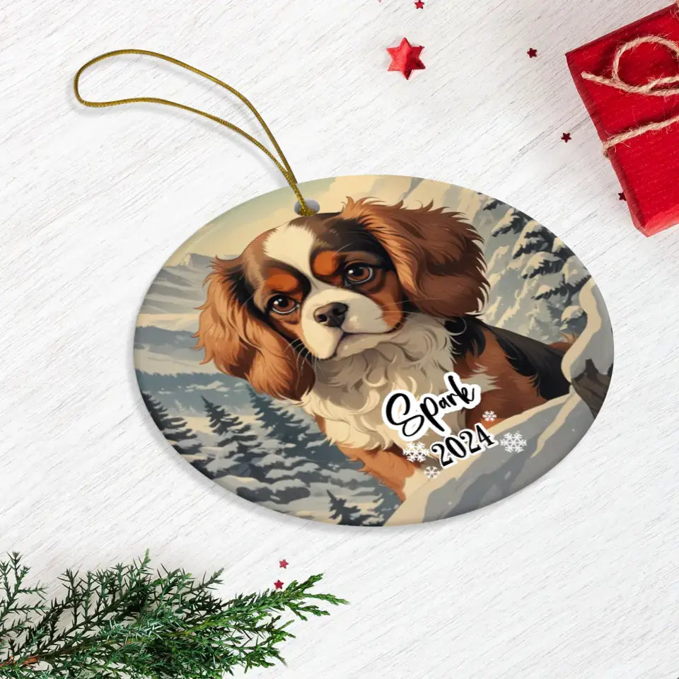 Cavalier King Christmas - Custom Background - Ornament