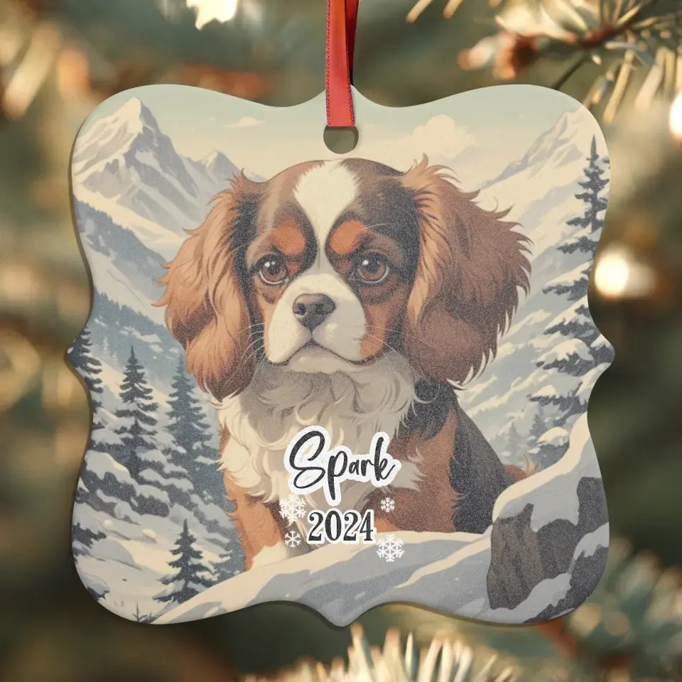 Cavalier King Christmas - Custom Background - Ornament