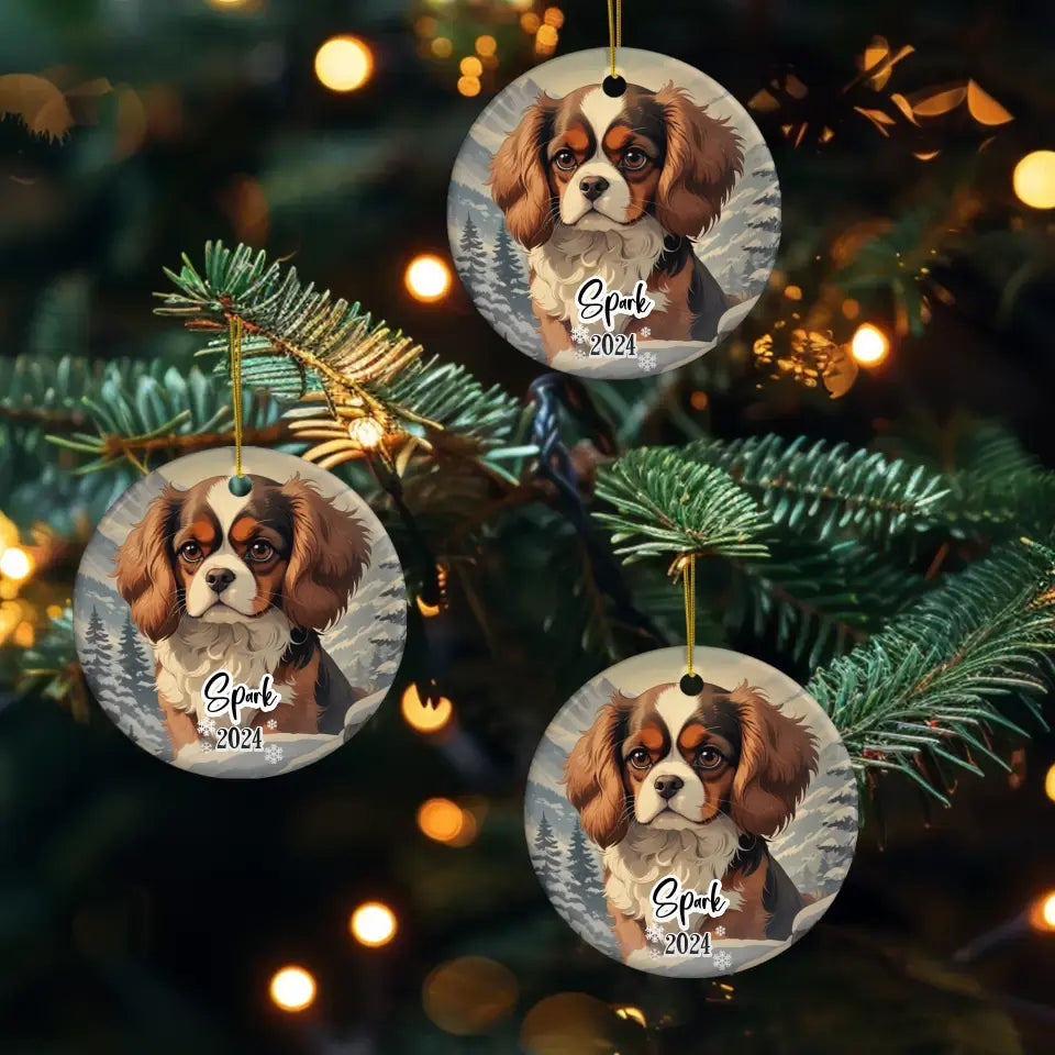 Cavalier King Christmas - Custom Background - Ornament