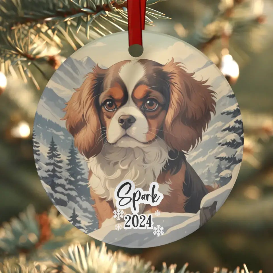 Cavalier King Christmas - Custom Background - Ornament