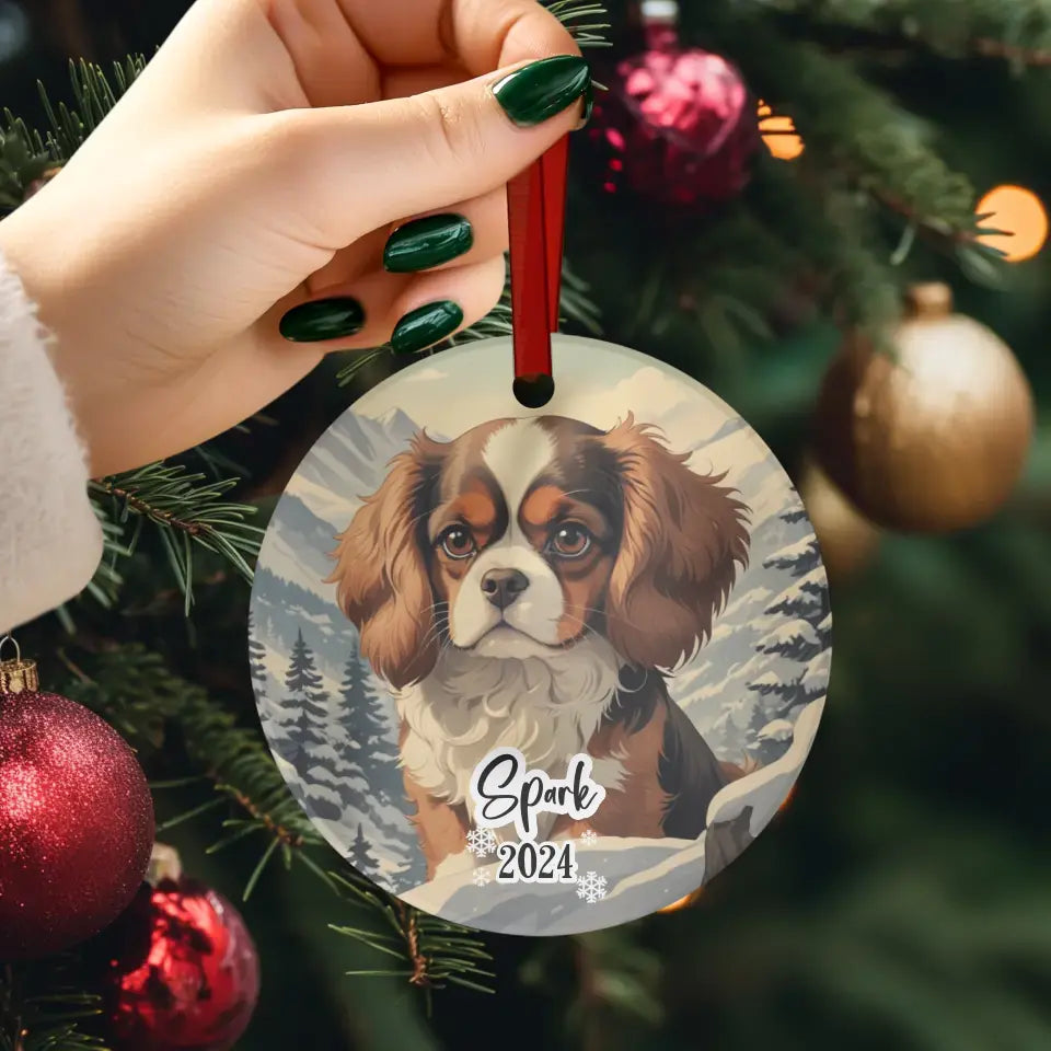 Cavalier King Christmas - Custom Background - Ornament