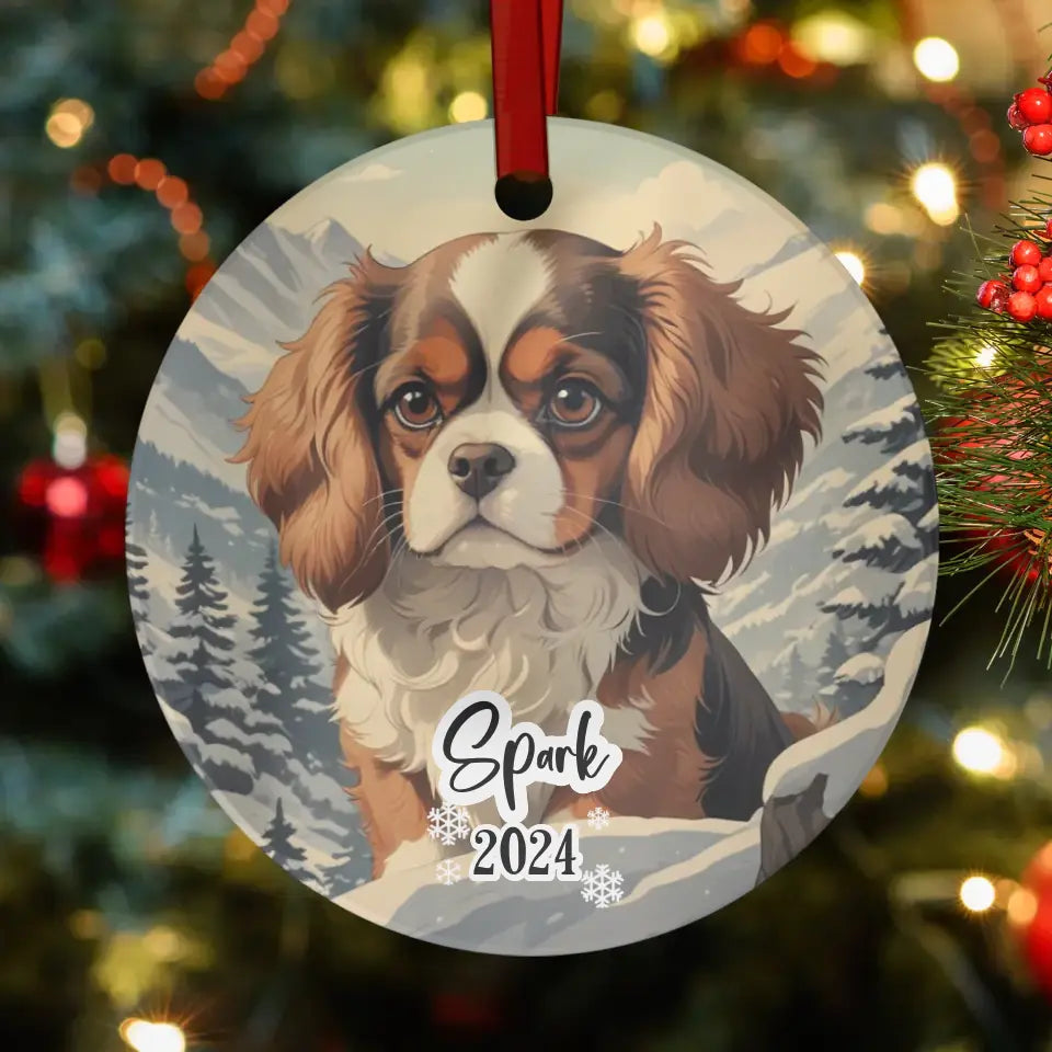 Cavalier King Christmas - Custom Background - Ornament