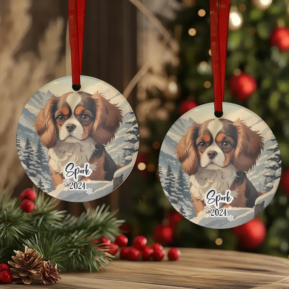 Cavalier King Christmas - Custom Background - Ornament