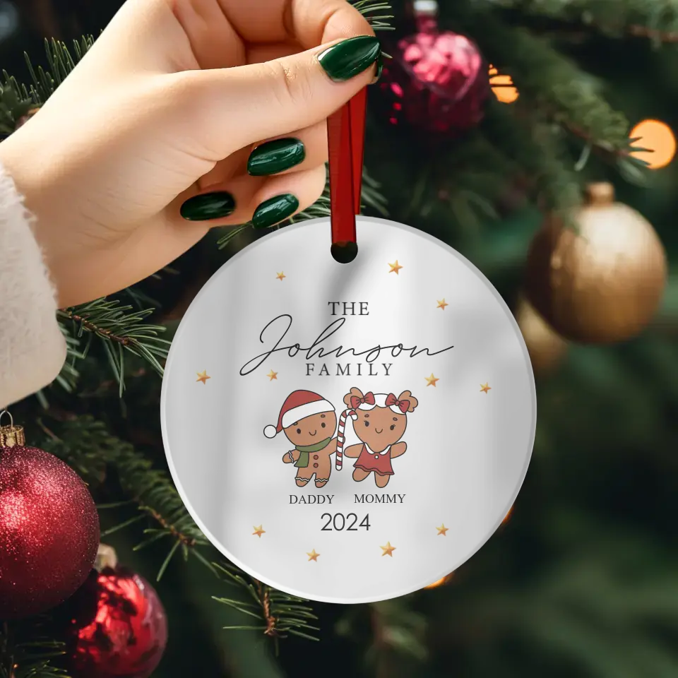 Gingerbread Family - Custom Name - Ornament