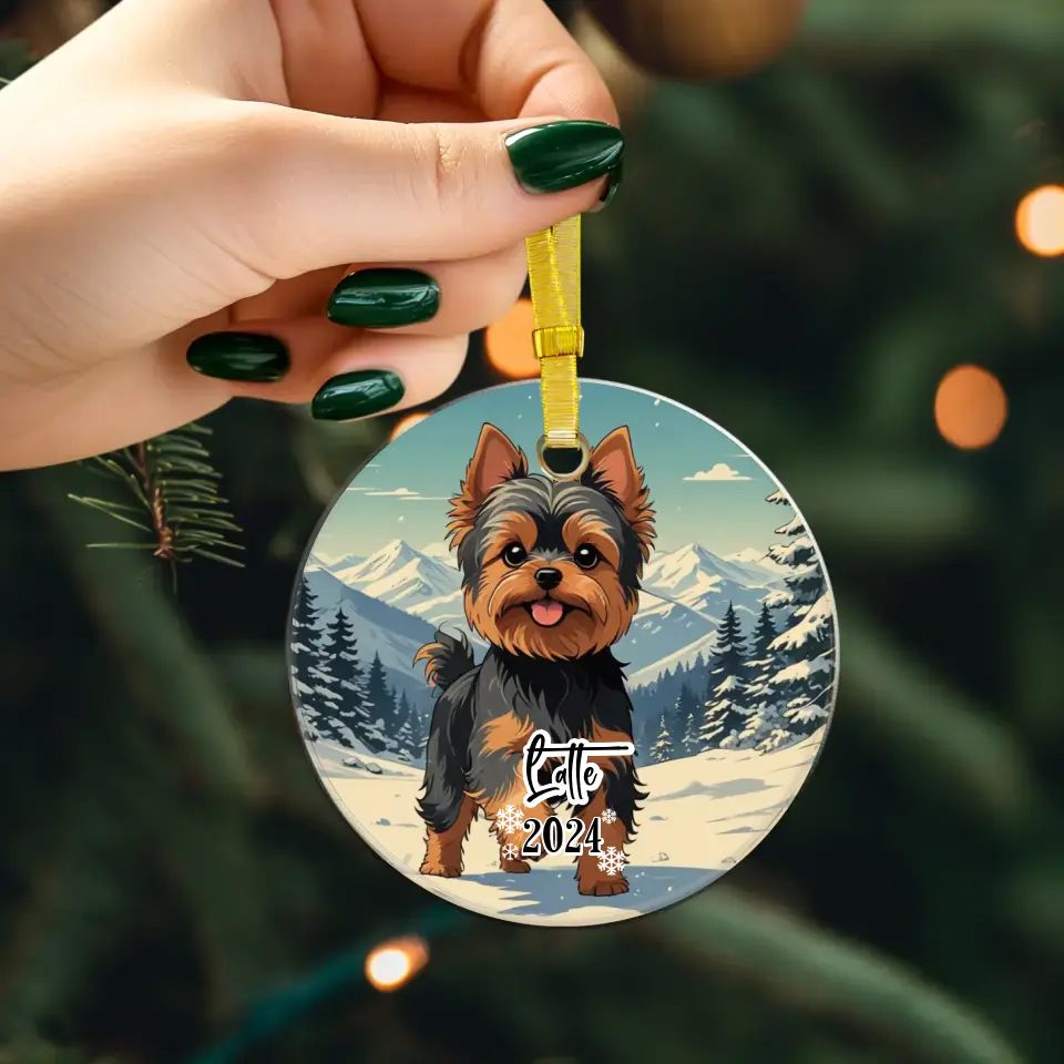 Yorkshire Terrier Christmas - Custom Background - Ornament