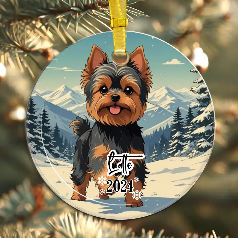 Yorkshire Terrier Christmas - Custom Background - Ornament