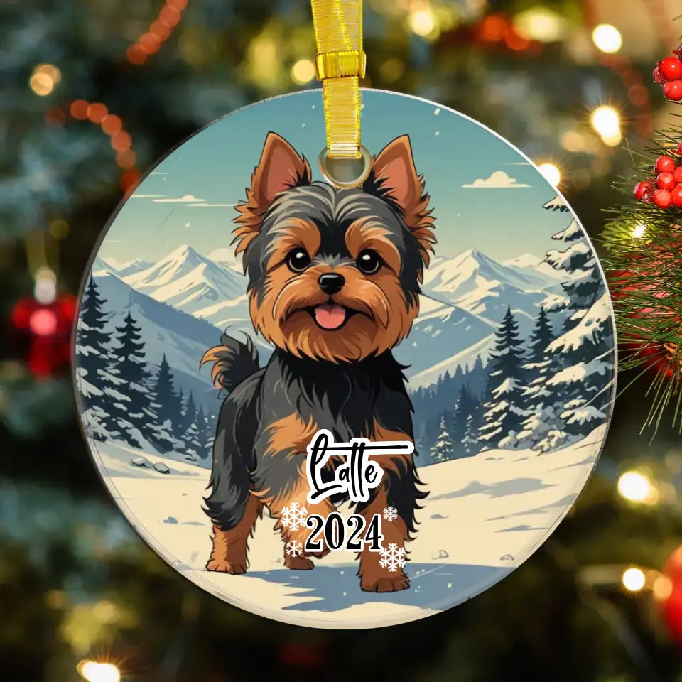 Yorkshire Terrier Christmas - Custom Background - Ornament