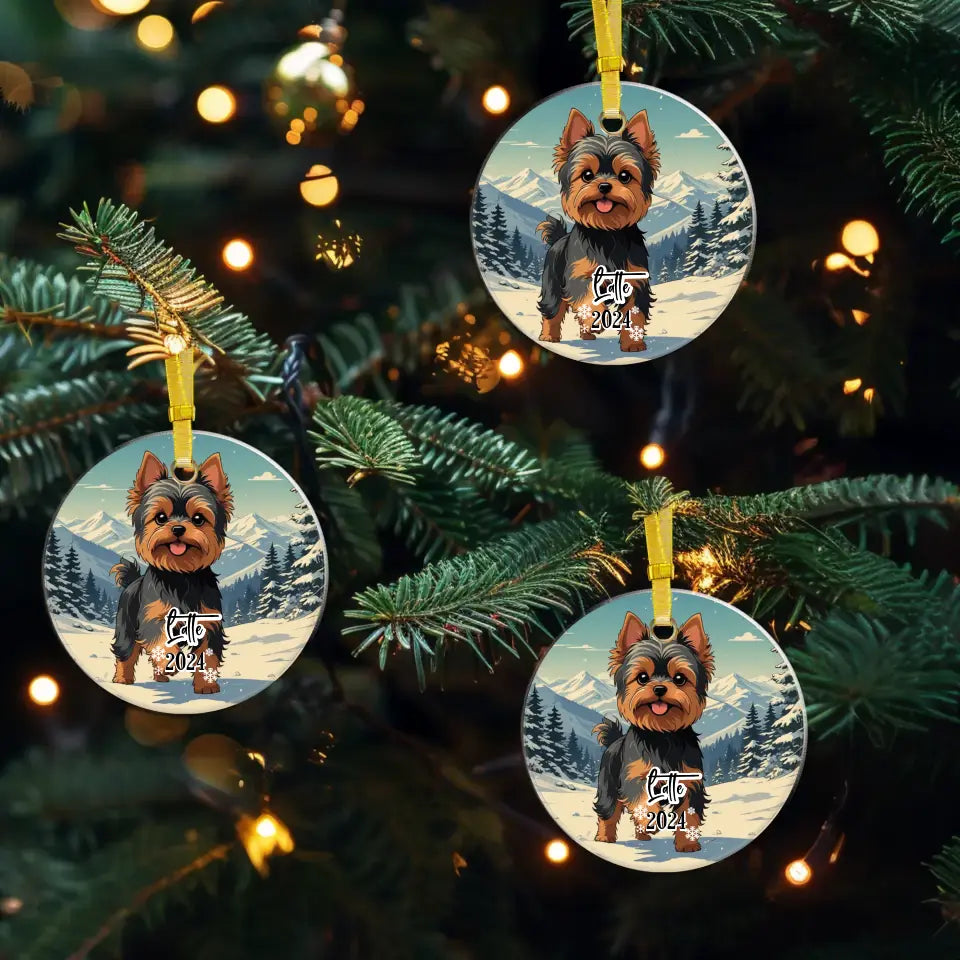 Yorkshire Terrier Christmas - Custom Background - Ornament