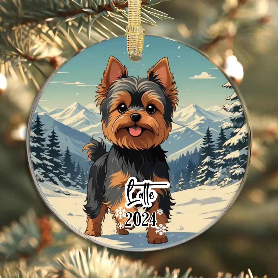 Yorkshire Terrier Christmas - Custom Background - Ornament