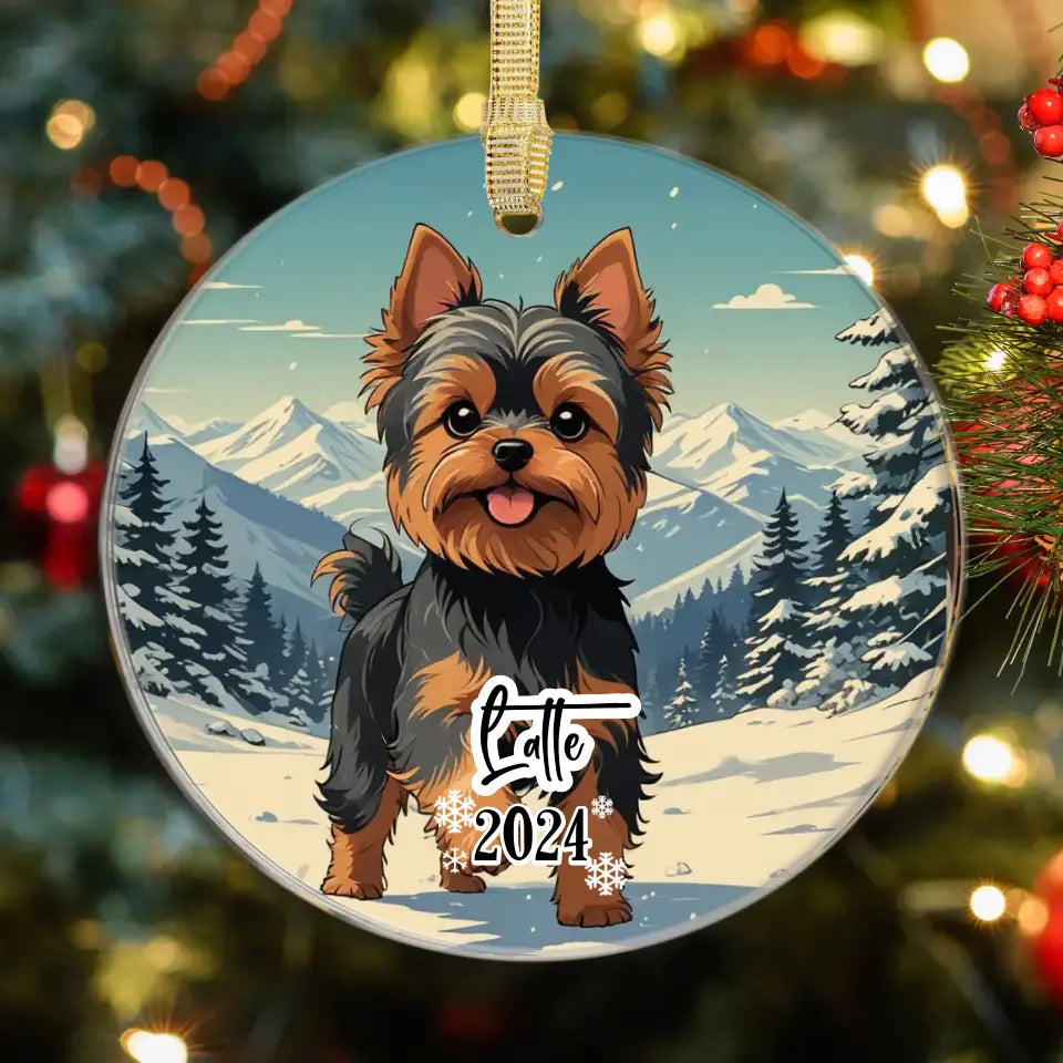 Yorkshire Terrier Christmas - Custom Background - Ornament